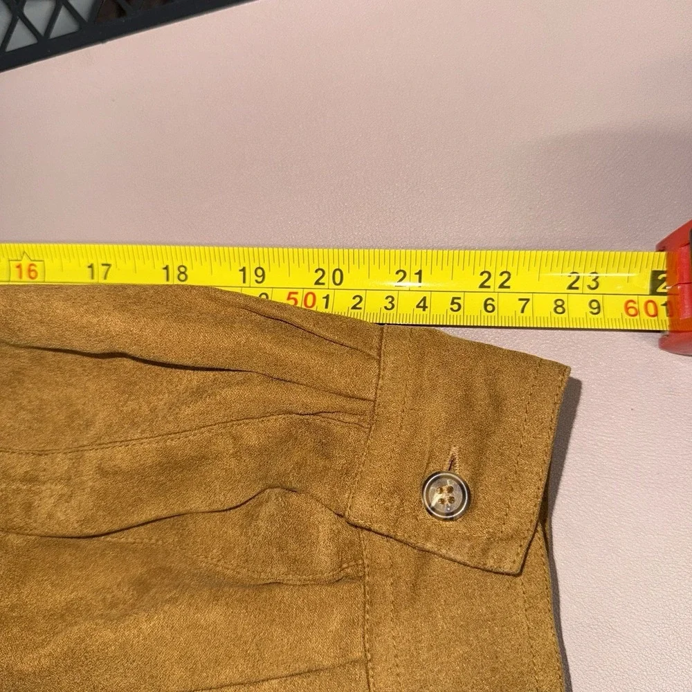 White Stag Faux‎ Suede Shirt Jacket Women's M Brown Button Front Lined Shacket - Picture 13 of 16